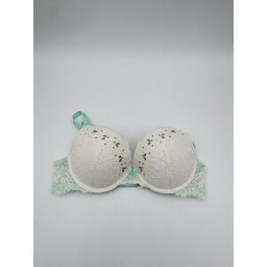 Victoria's Secret Dream Angels Push Up Bra 38B Embellished White Mint Green